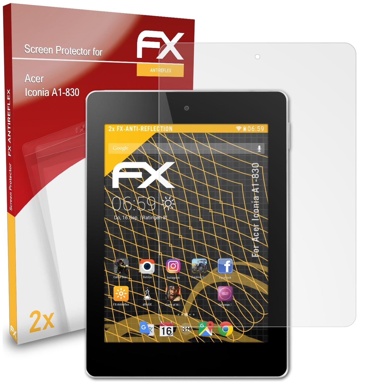 ATFOLIX Iconia FX-Antireflex Displayschutz(für A1-830) Acer 2x