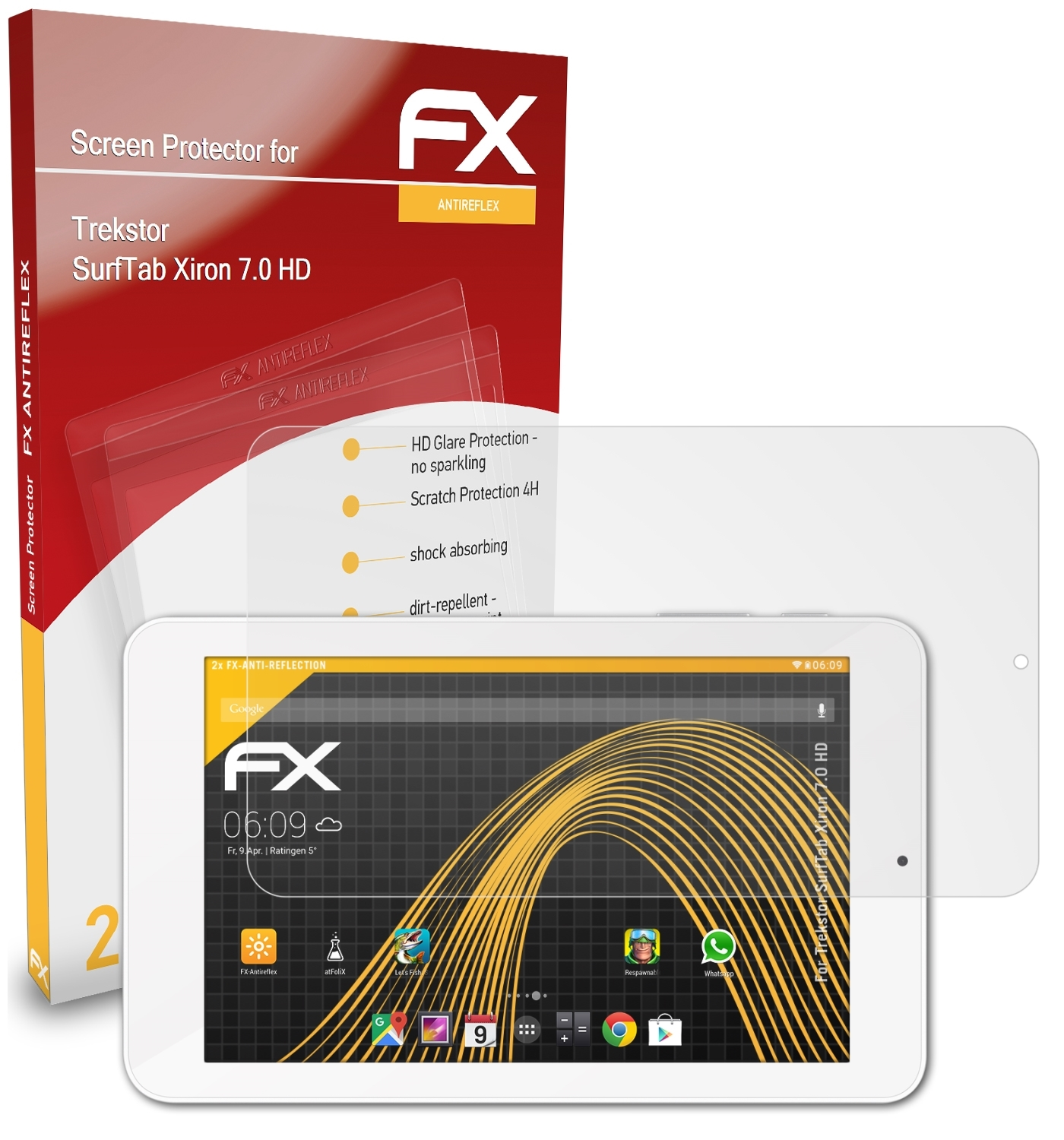 ATFOLIX 2x FX-Antireflex Trekstor Displayschutz(für HD) SurfTab 7.0 Xiron