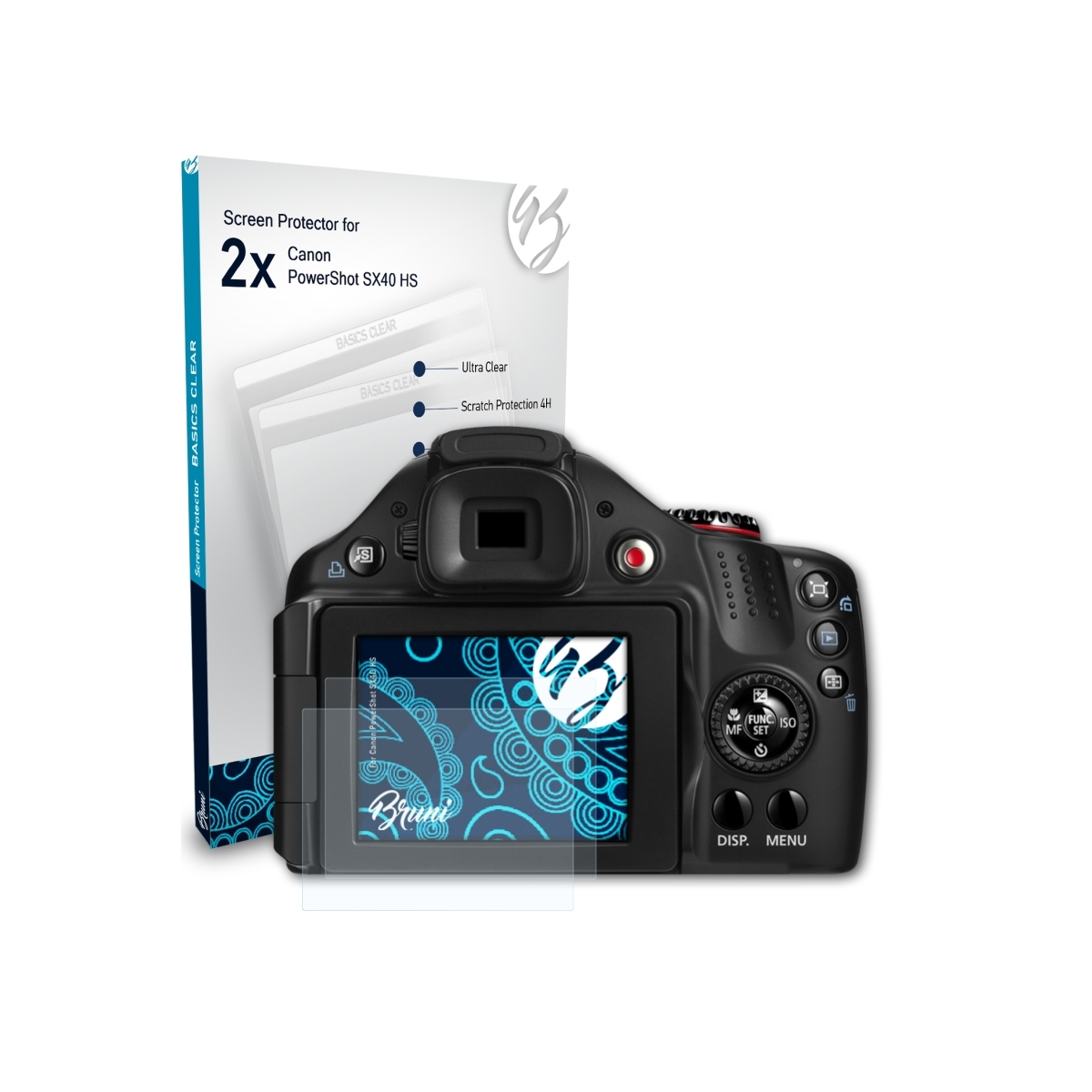 BRUNI 2x Basics-Clear Canon HS) PowerShot SX40 Schutzfolie(für