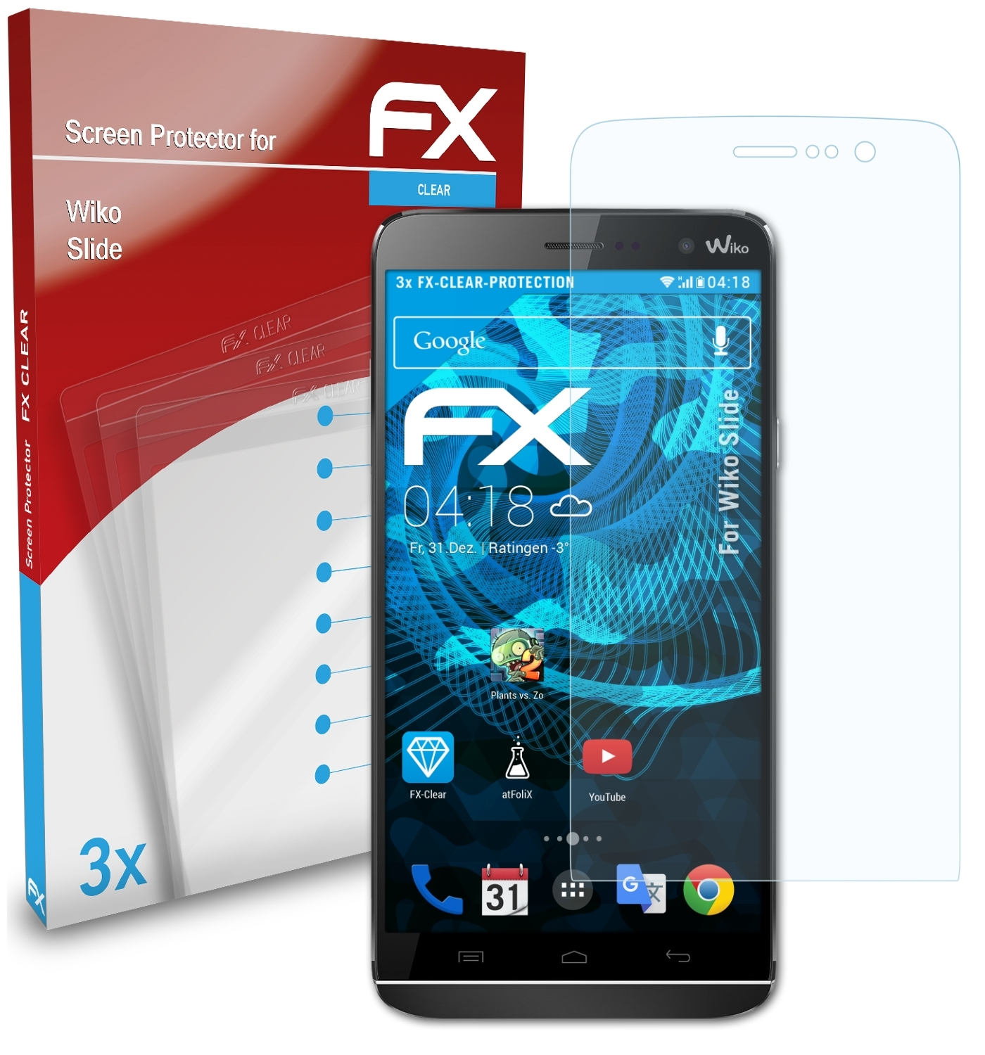 ATFOLIX 3x FX-Clear Displayschutz(für Wiko Slide)