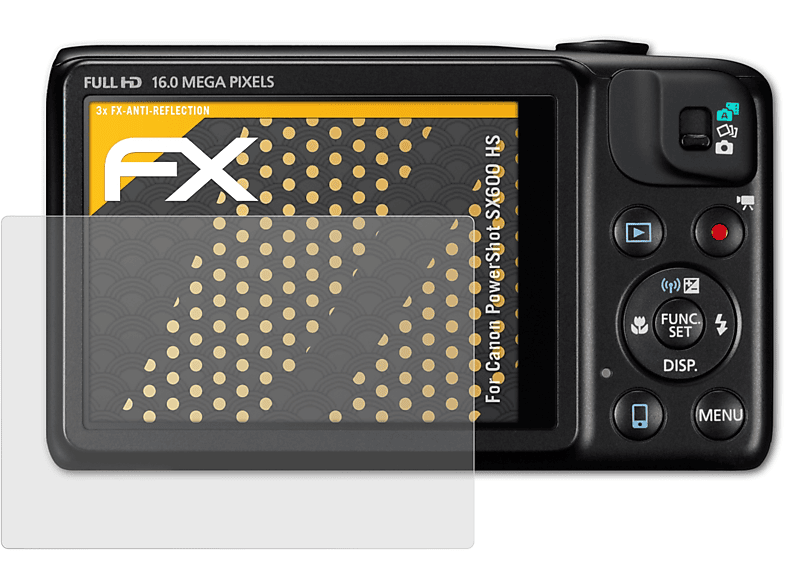 3x ATFOLIX FX-Antireflex Canon SX600 HS) PowerShot Displayschutz(für