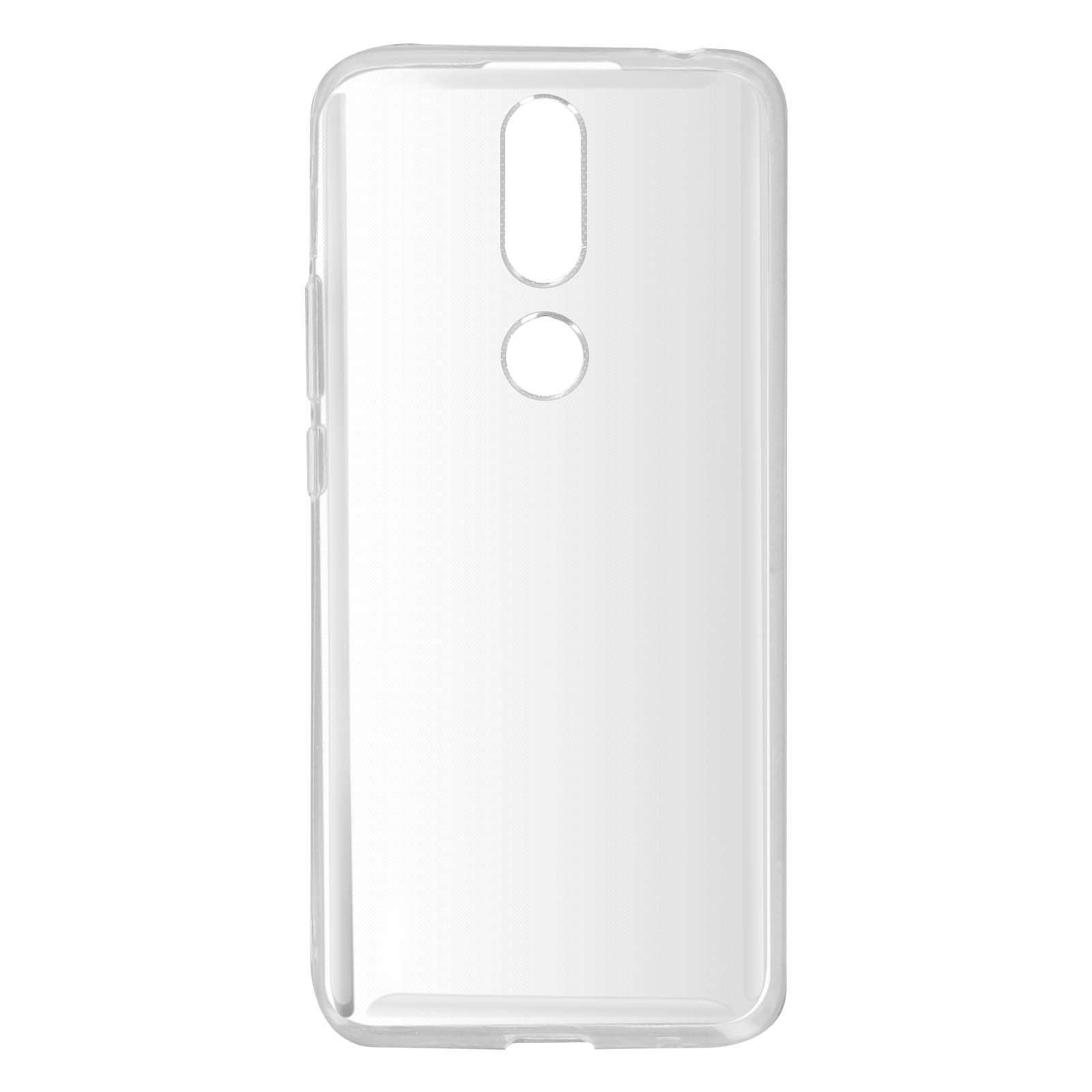 Custodia trasparente per telefono su sfondo bianco. Custodia vuota.