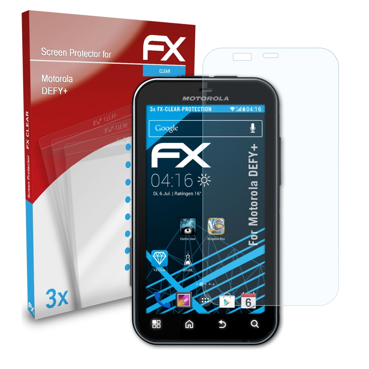 ATFOLIX 3x FX-Clear Displayschutz(für Motorola DEFY+)