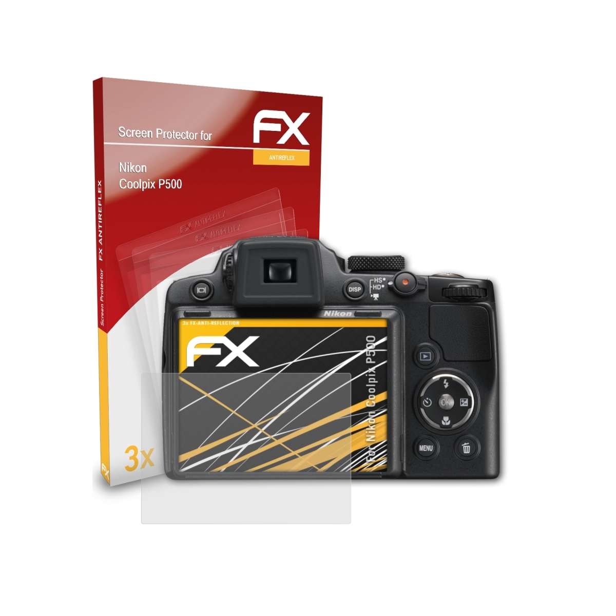 ATFOLIX 3x FX-Antireflex Nikon Coolpix Displayschutz(für P500)