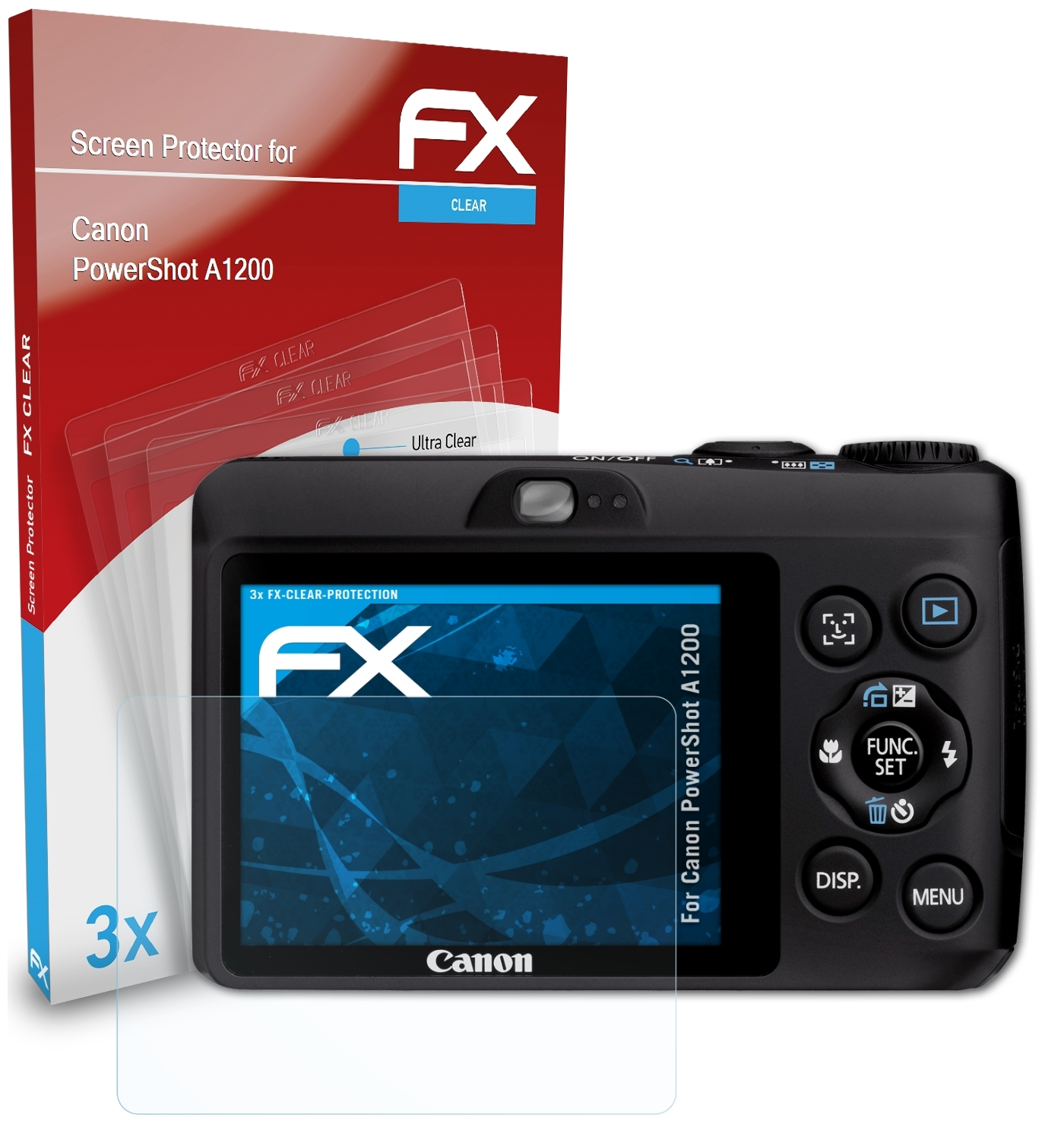 ATFOLIX 3x FX-Clear Displayschutz(für PowerShot Canon A1200)