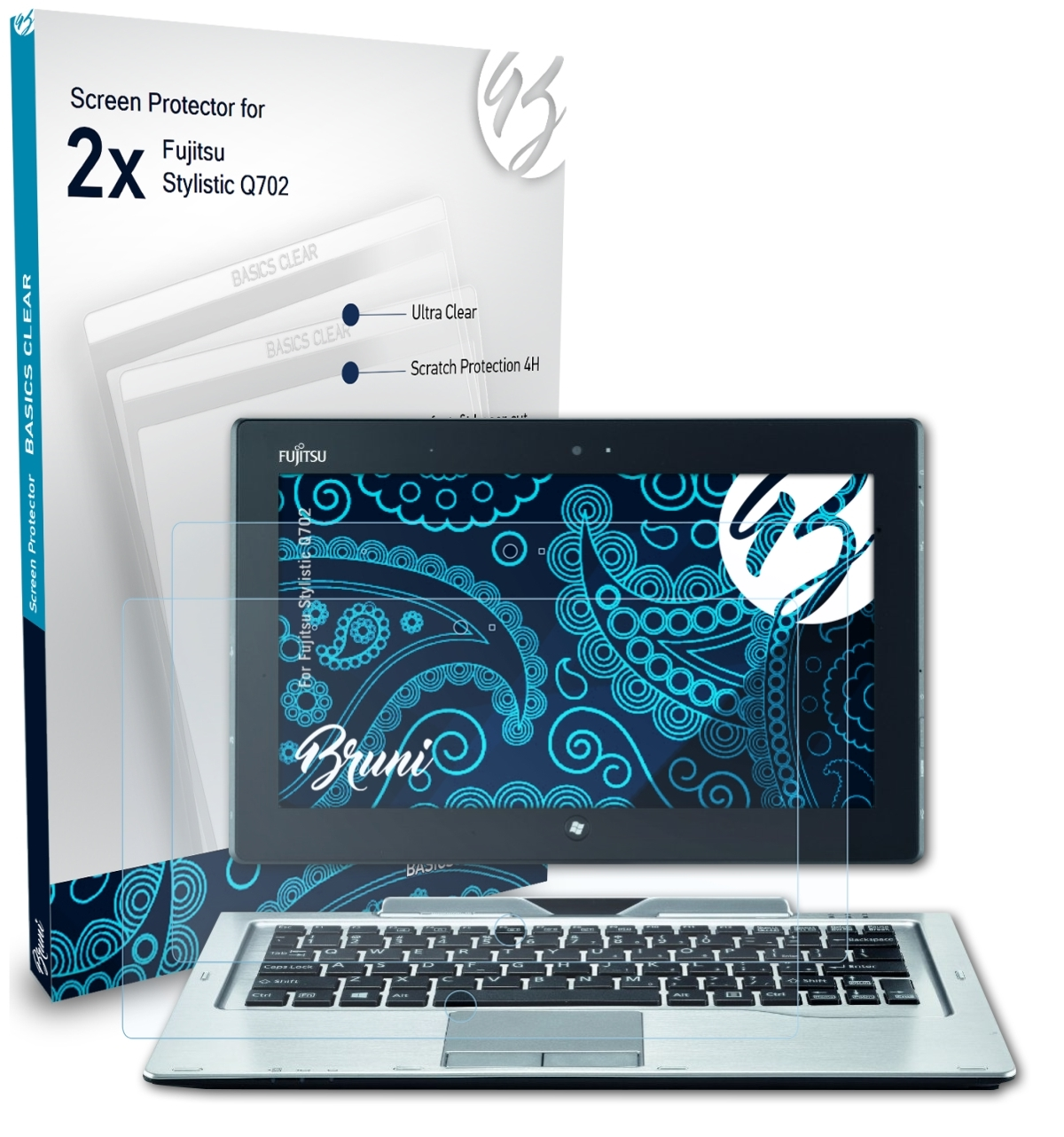 BRUNI 2x Basics-Clear Stylistic Fujitsu Q702) Schutzfolie(für