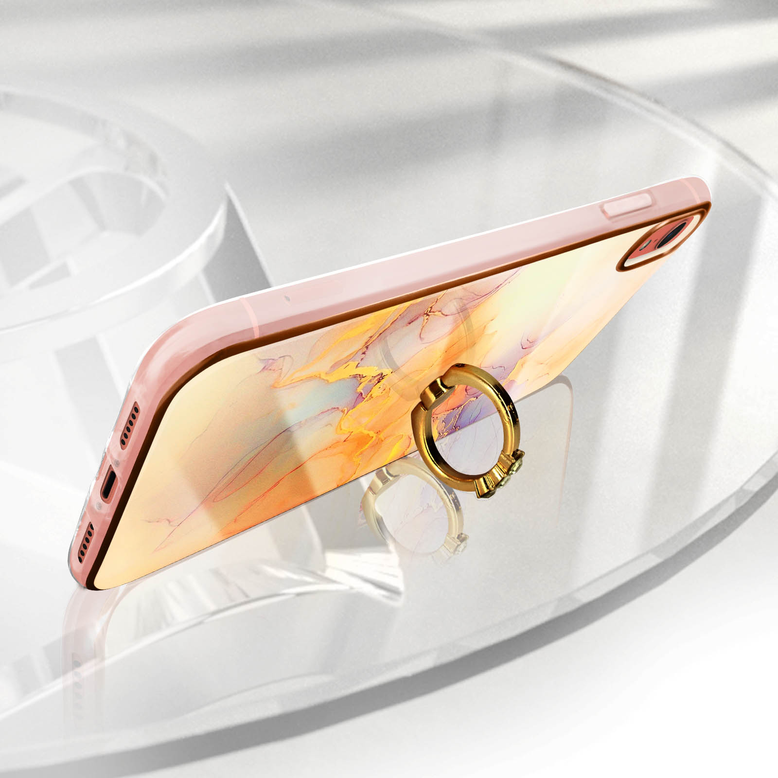 iPhone Backcover, Marmormuster XR, AVIZAR Series, Rosegold Apple,