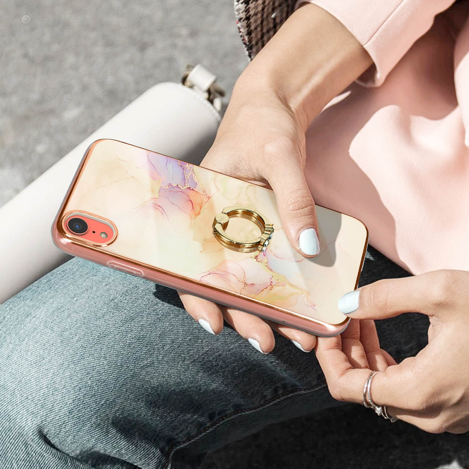 iPhone Series, Backcover, Rosegold AVIZAR Apple, Marmormuster XR,