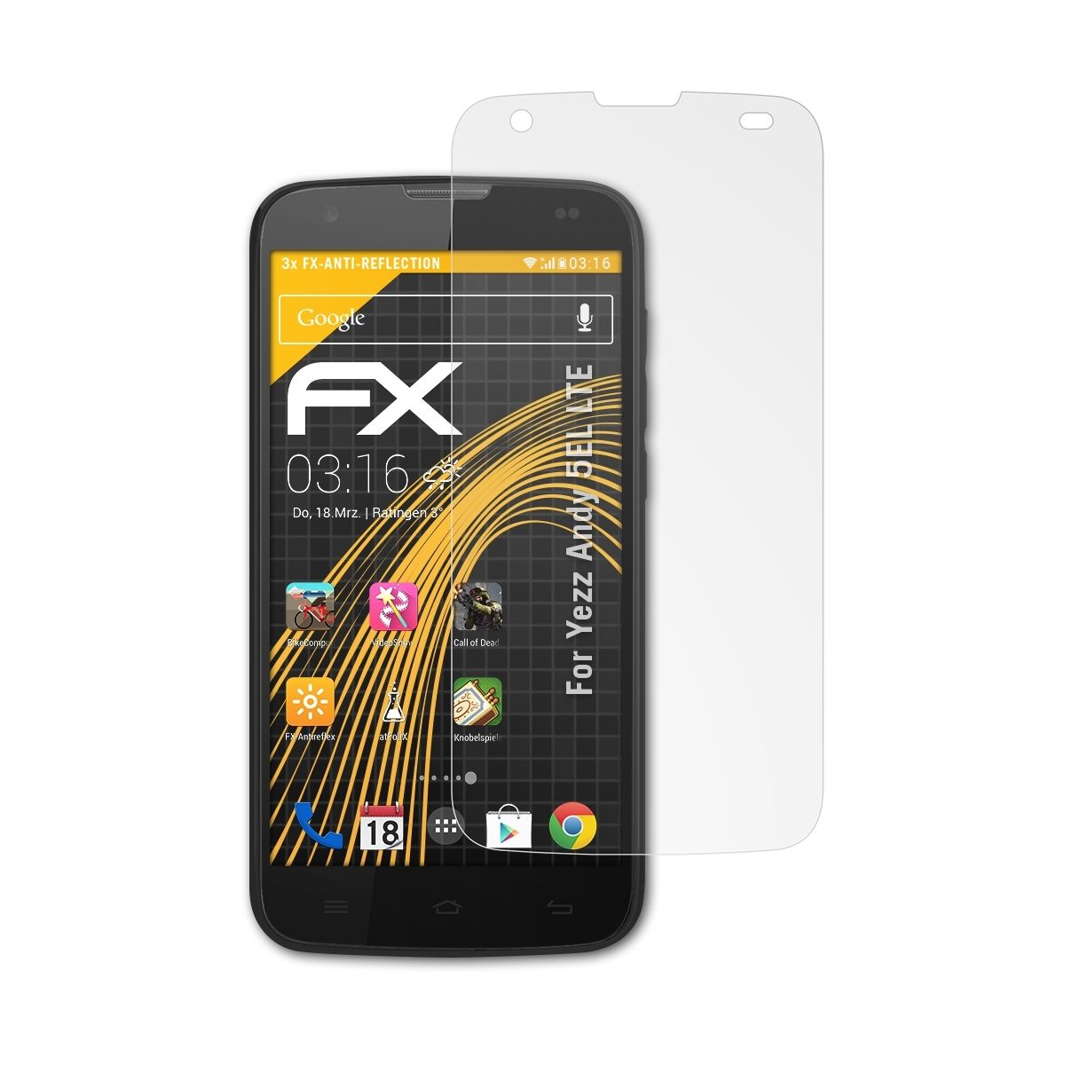 ATFOLIX 3x Displayschutz(für Andy Yezz LTE) 5EL FX-Antireflex