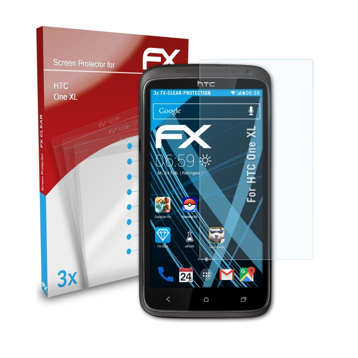 ATFOLIX 3x FX-Clear Displayschutz(für One XL) HTC