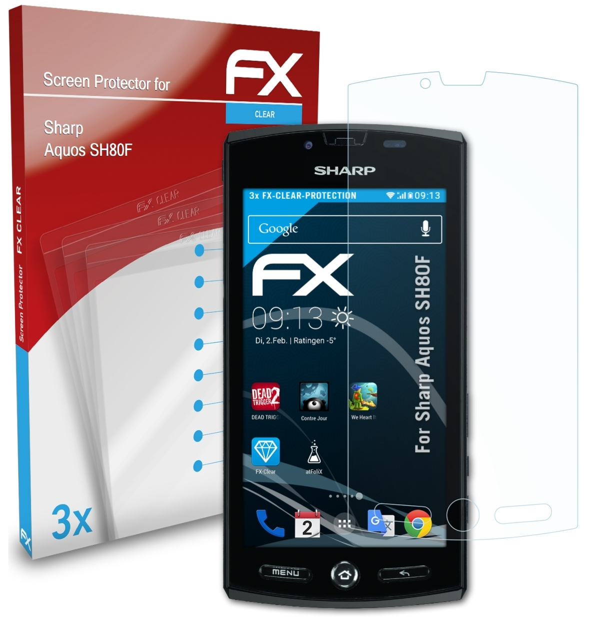 Aquos FX-Clear Displayschutz(für 3x ATFOLIX Sharp SH80F)