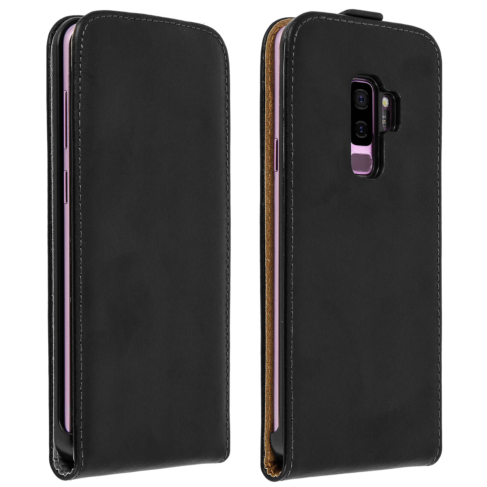 Series, Echtleder S9 Bookcover, Schwarz AVIZAR Plus, Galaxy Samsung,