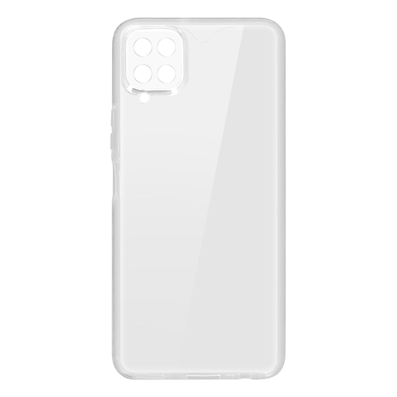 Coque de téléphone transparente. Quatre découpes de caméra, découpe de bosse de caméra et découpes de boutons.