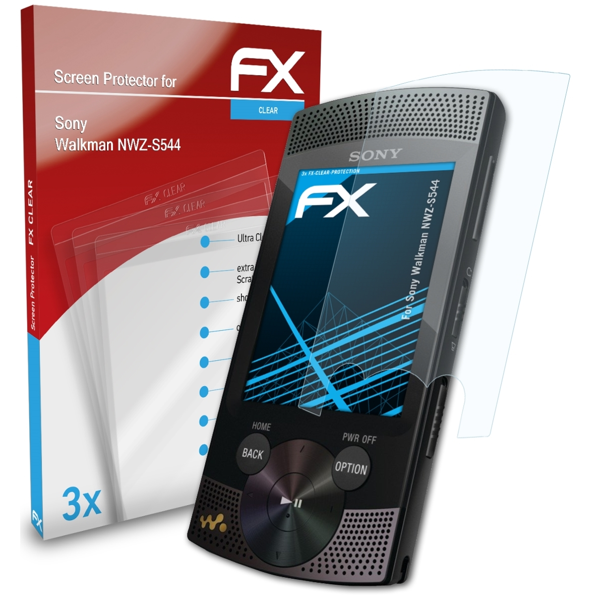 ATFOLIX 3x FX-Clear NWZ-S544) Walkman Displayschutz(für Sony