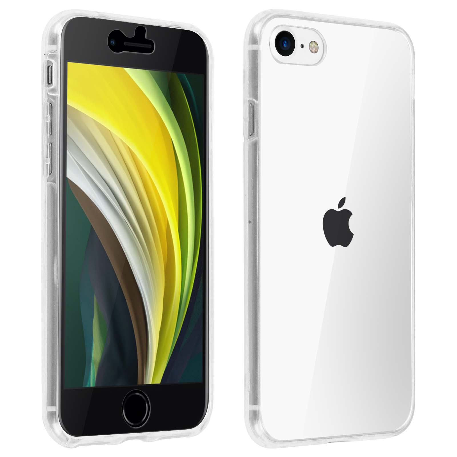 Due telefoni. Sinistra: iPhone con custodia trasparente. Destra: iPhone con custodia trasparente.