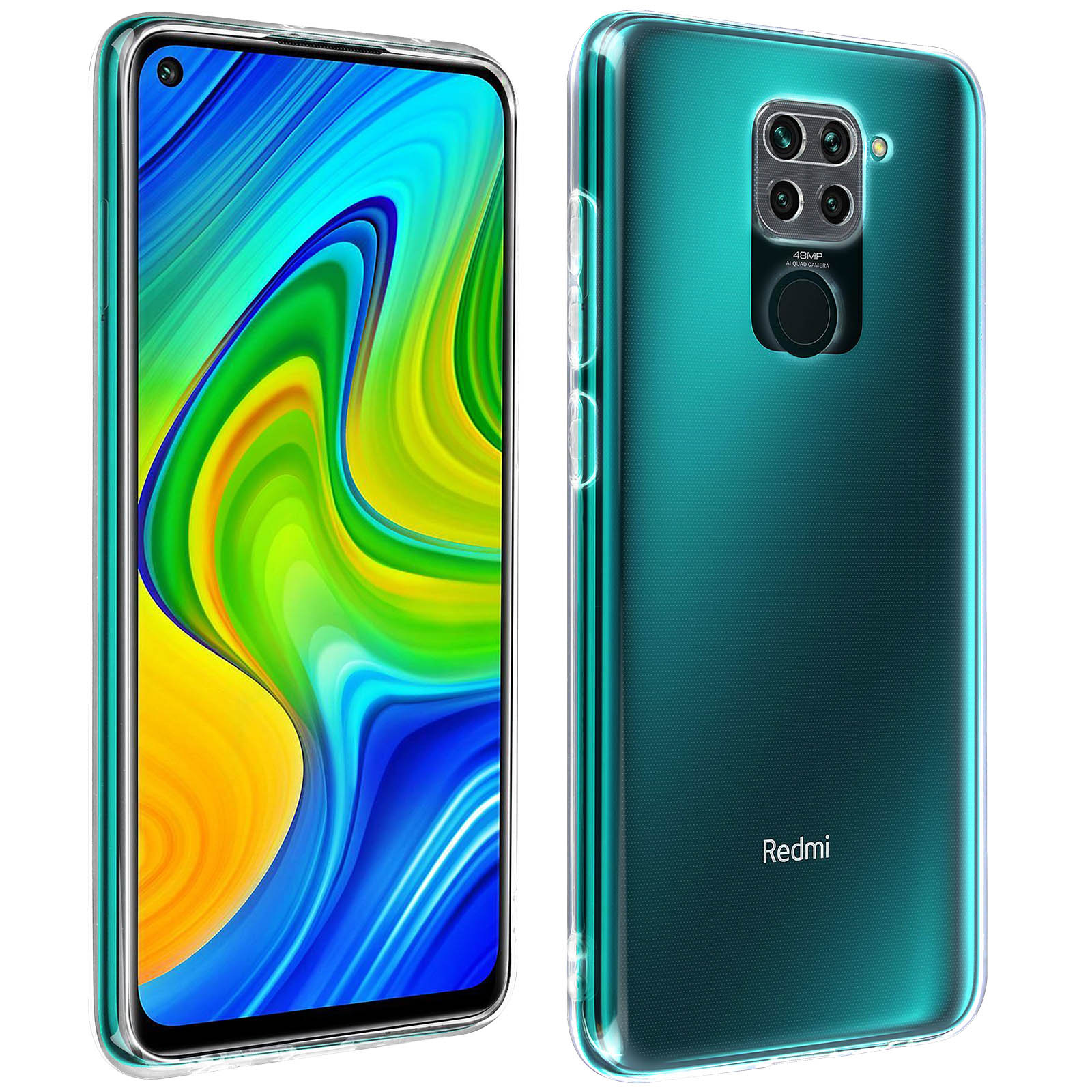 Deux téléphones côte à côte, l'un montrant l'avant et l'autre l'arrière. Les deux sont verts.