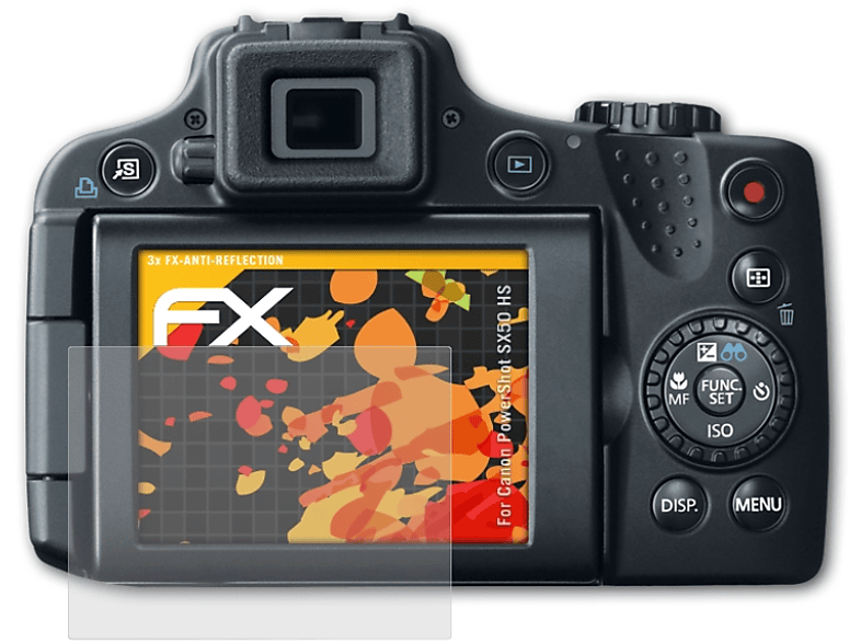 ATFOLIX 3x FX-Antireflex Displayschutz(für Canon PowerShot SX50 HS)