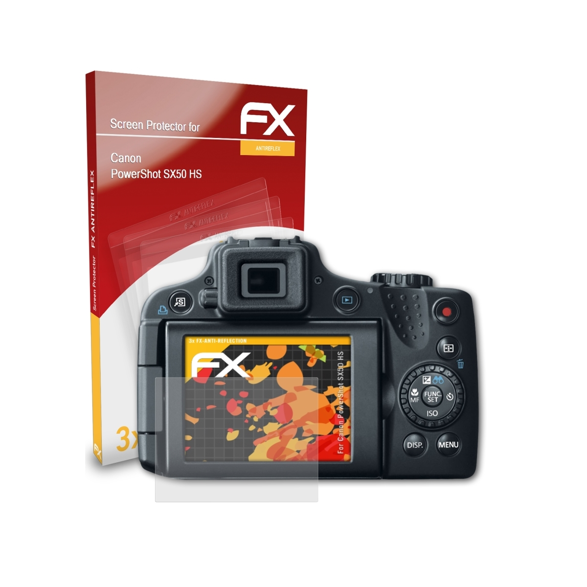 ATFOLIX 3x FX-Antireflex Displayschutz(für Canon PowerShot SX50 HS)