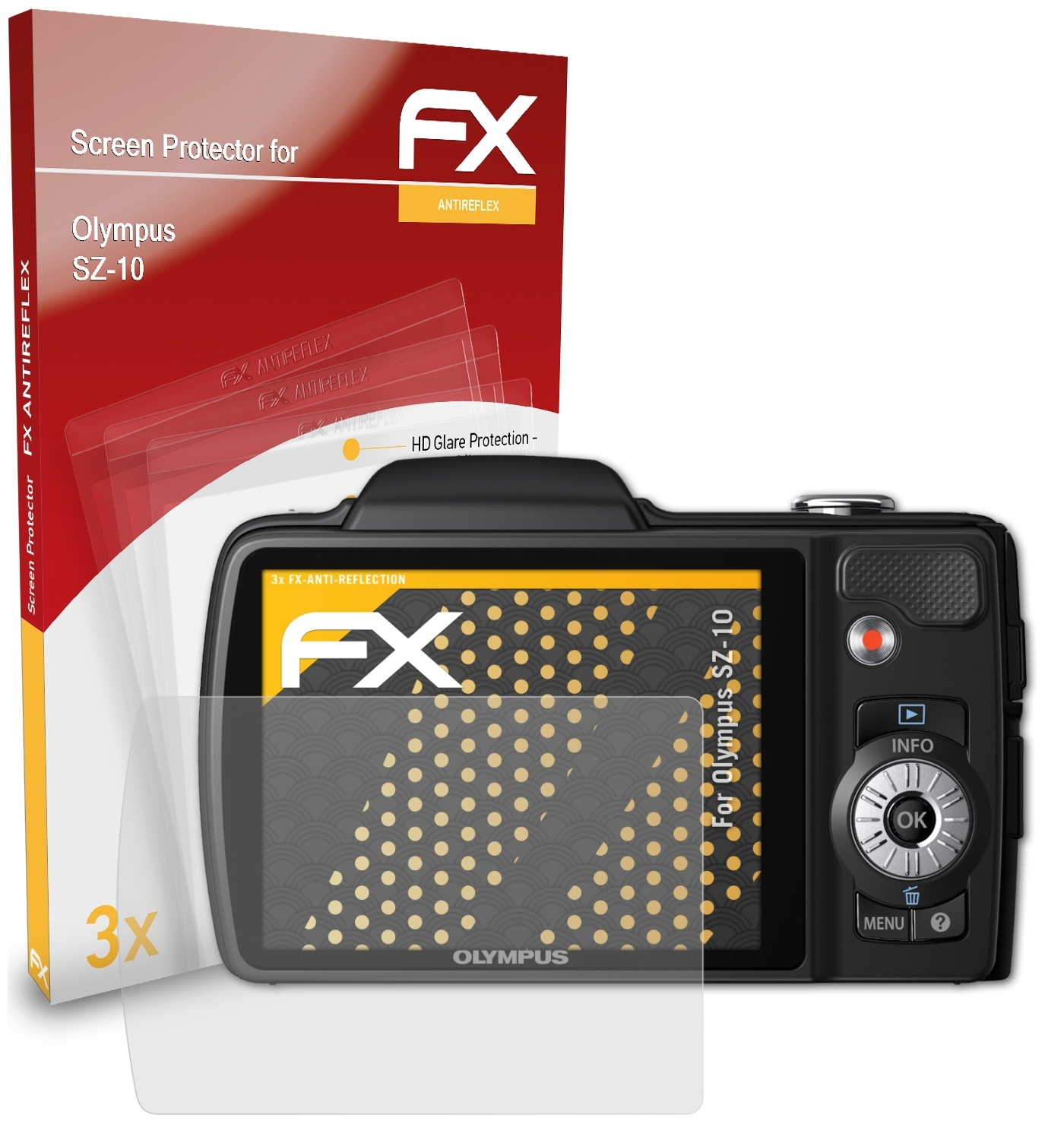 3x Olympus FX-Antireflex Displayschutz(für SZ-10) ATFOLIX