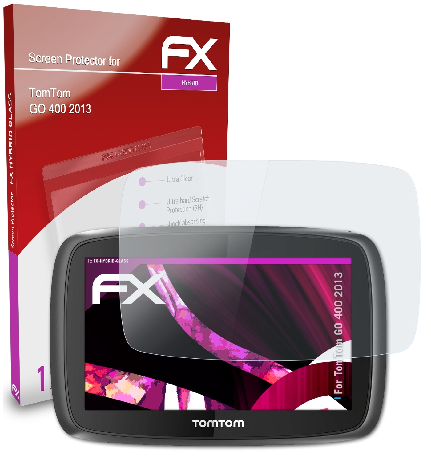 ATFOLIX FX-Hybrid-Glass Schutzglas(für (2013)) TomTom 400 GO