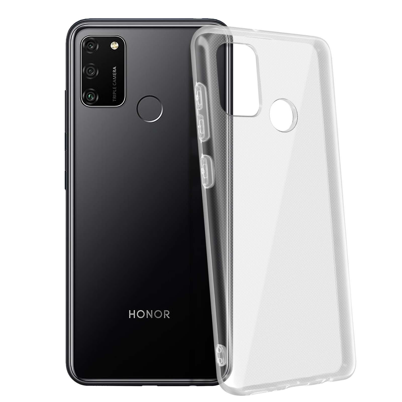 Un téléphone noir et une coque transparente.