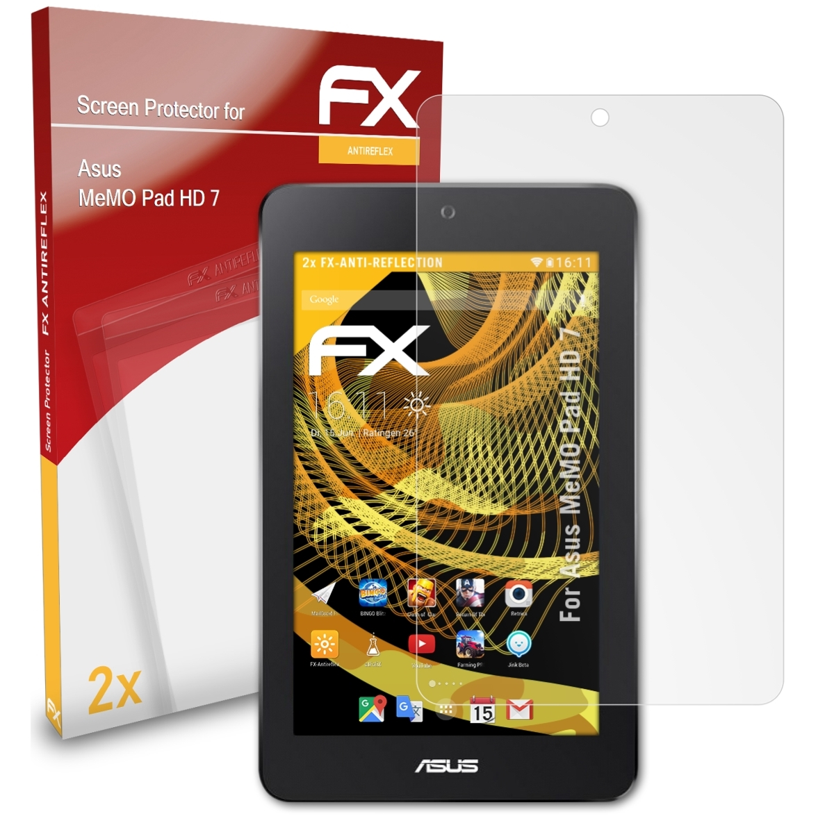 2x ATFOLIX 7) HD FX-Antireflex MeMO Pad Displayschutz(für Asus