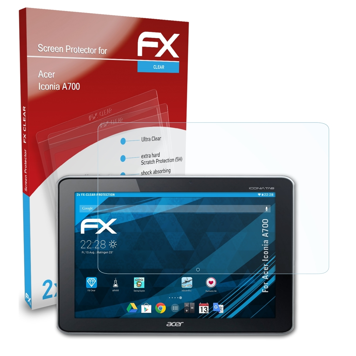 Acer FX-Clear A700) Displayschutz(für Iconia ATFOLIX 2x