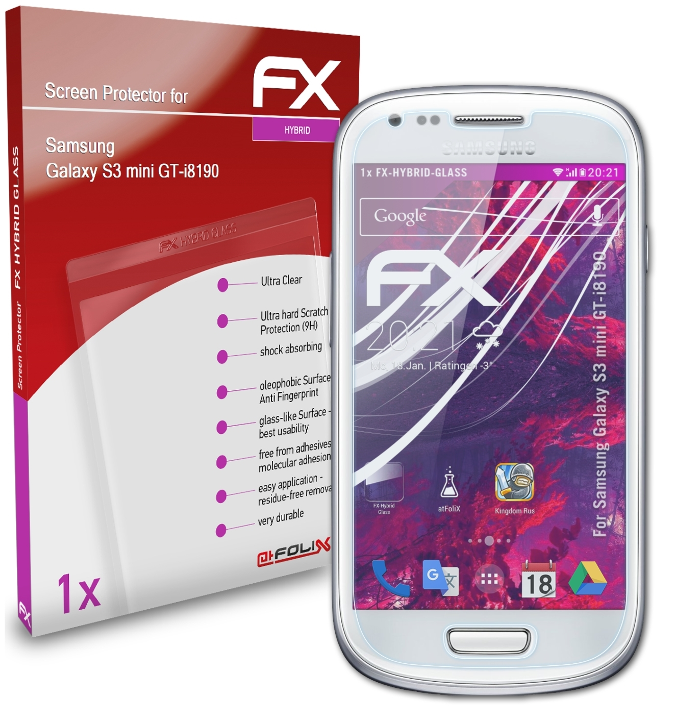 (GT-i8190)) S3 ATFOLIX Schutzglas(für FX-Hybrid-Glass mini Samsung Galaxy