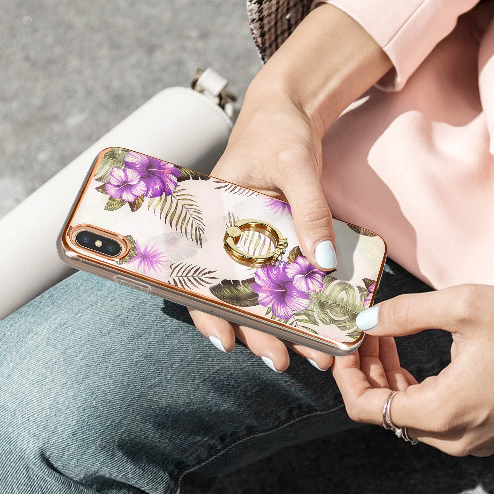 Violett Max, XS Backcover, Series, Blumen Apple, iPhone AVIZAR