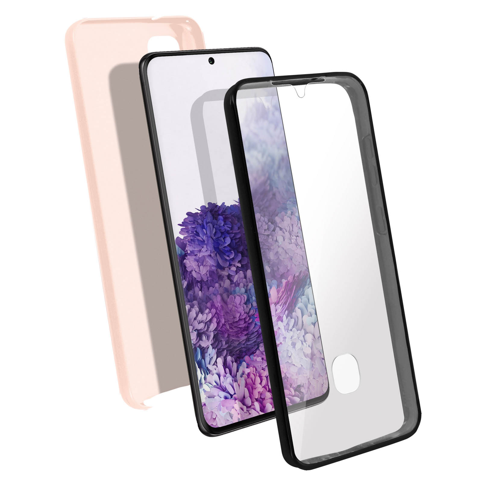 Een smartphone met scherm- en hoesbeschermers.
