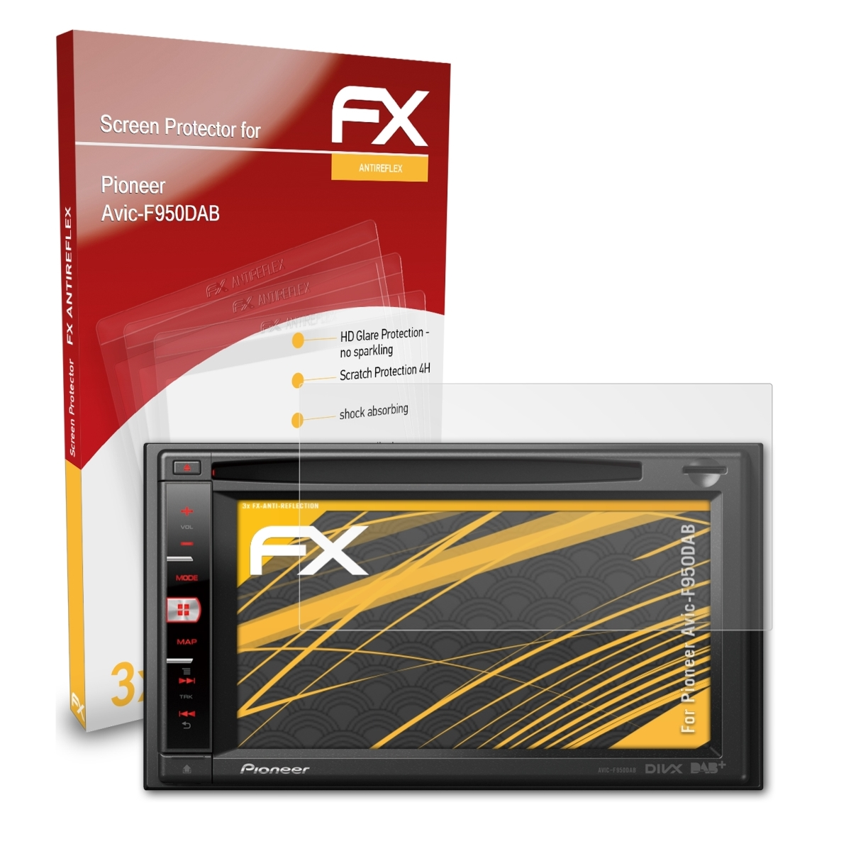 ATFOLIX 3x FX-Antireflex Pioneer Displayschutz(für Avic-F950DAB)