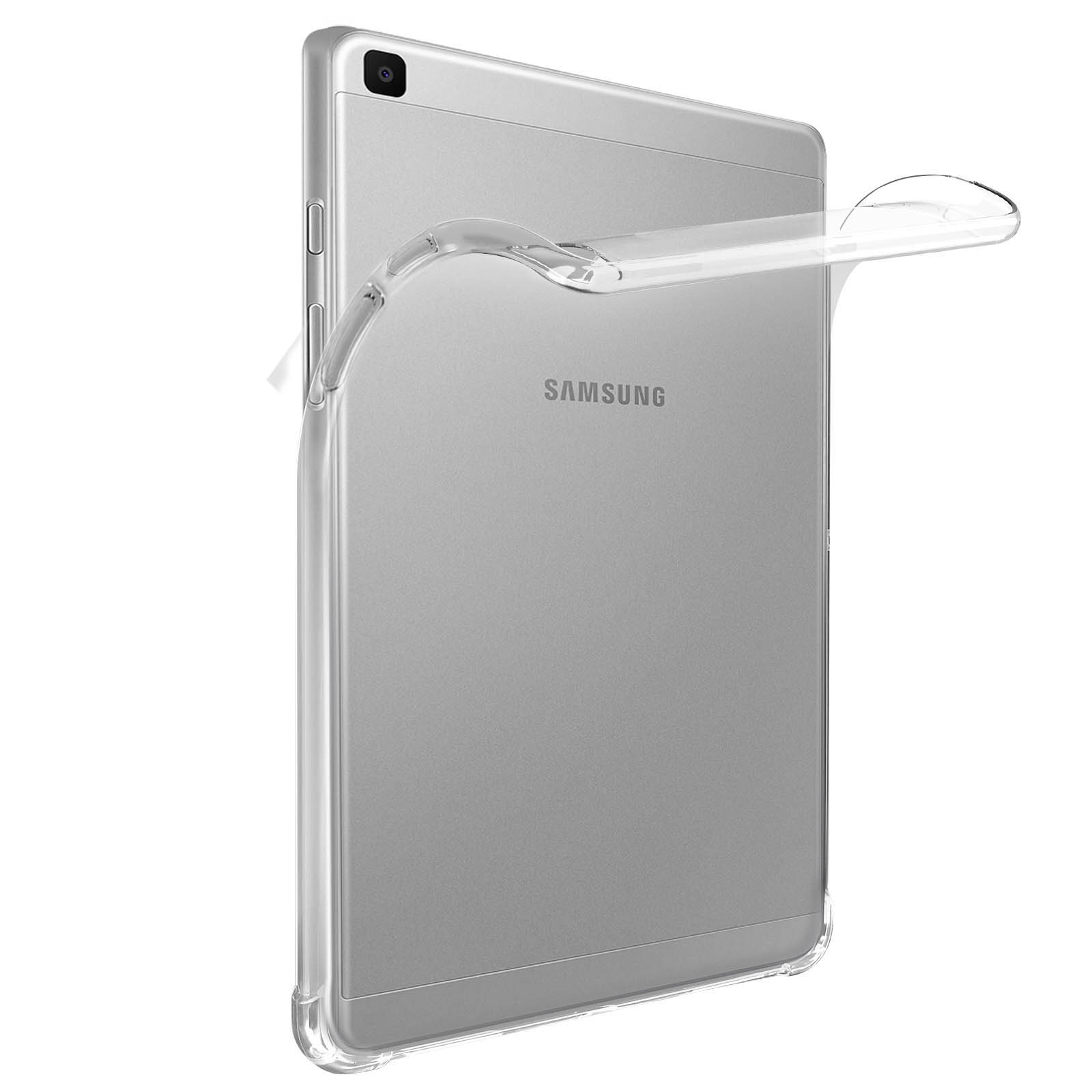 Eine transparente Handyhülle auf einem Tablet, wobei die Hülle leicht zurückgezogen ist.