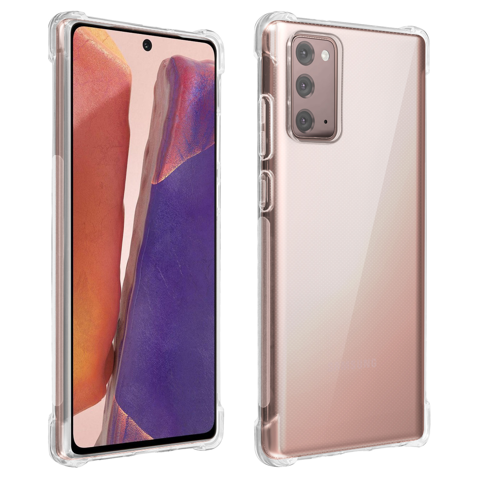Un telefono con una custodia. Il telefono è rosa, la custodia è trasparente con bordi rosa.