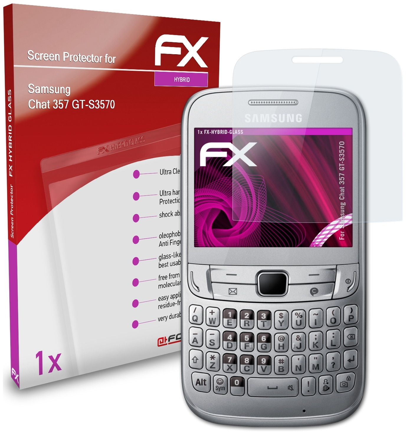 (GT-S3570)) 357 Samsung FX-Hybrid-Glass Schutzglas(für ATFOLIX Chat