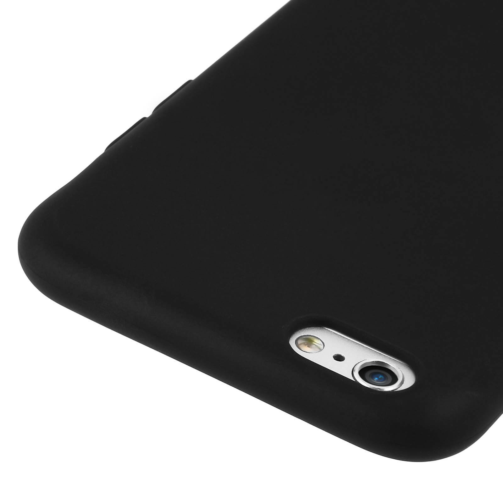 Primer plano de un teléfono negro con lente de cámara y flash pequeño.
