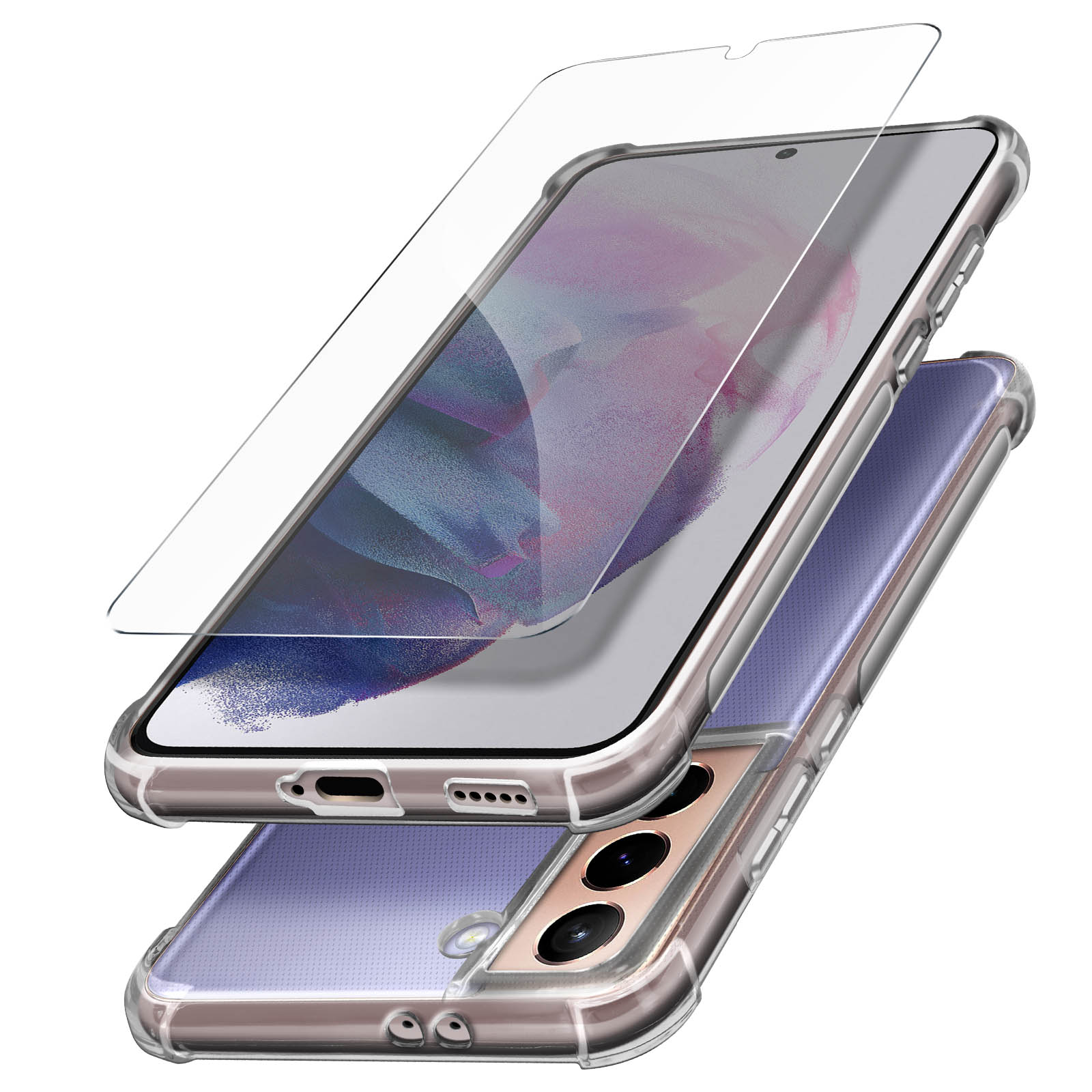 Due telefoni con protezione schermo e custodia, con la protezione sopra.