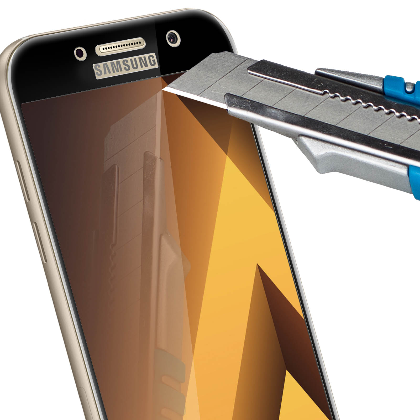 Samsung Glas-Folien(für Galaxy A5 9H Schwarz Gehärtetes mit Rand Glas AVIZAR 2017) Schutzfolie Härtegrad,