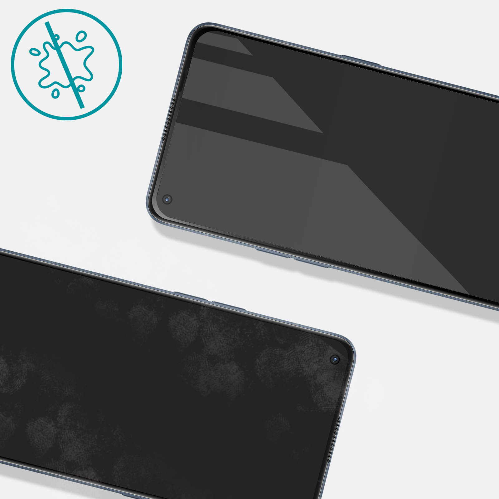 Deux écrans de téléphone avec une icône de goutte d'eau. Protection contre l'eau.