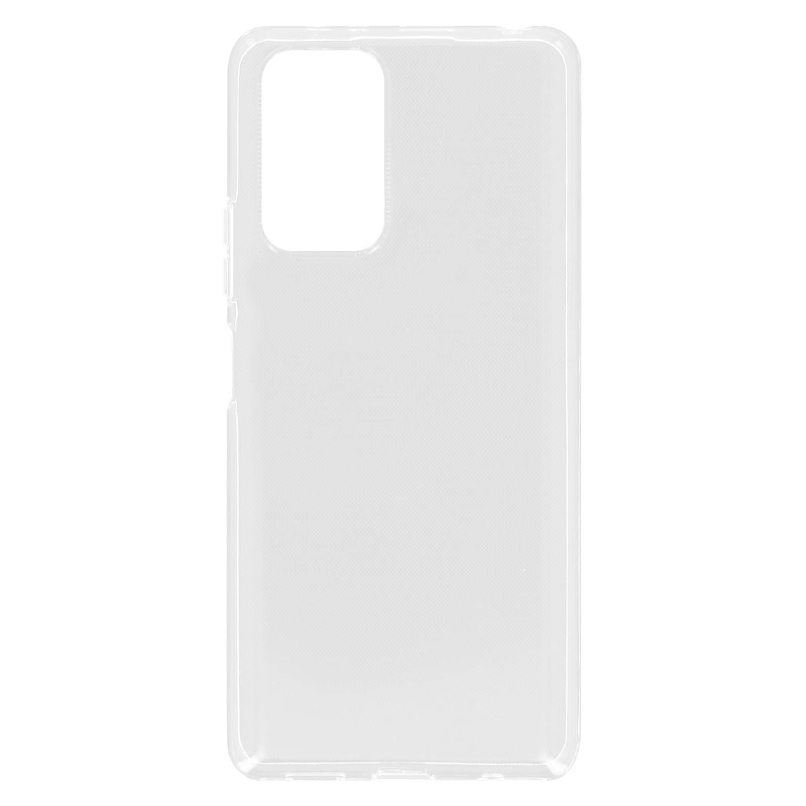 Custodia trasparente per telefono. La custodia è trasparente, mostrando il telefono.