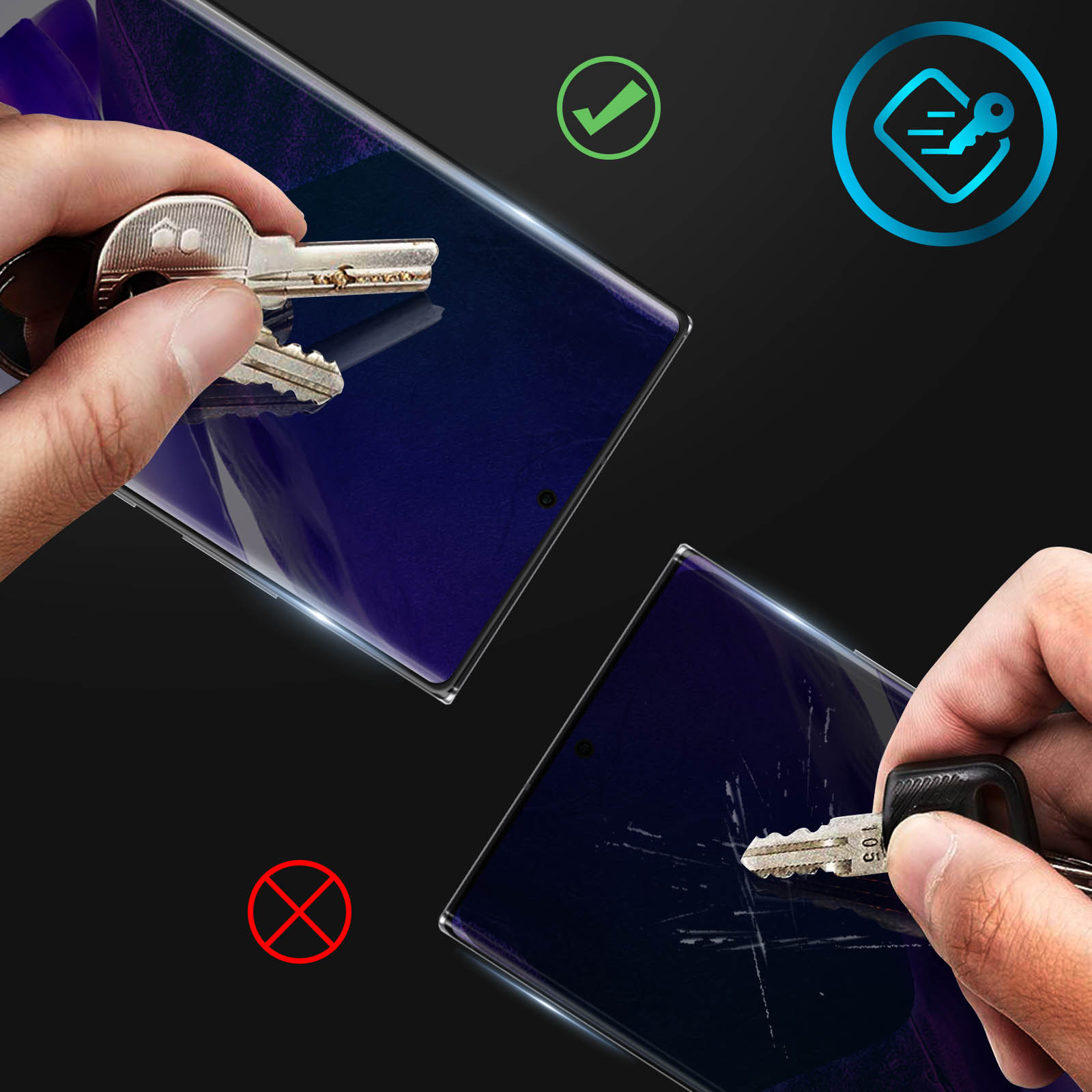 Schutzfolie Galaxy Rand AVIZAR Gehärtetes Glas Härtegrad, Samsung Ultra) mit 20 Schwarz Note 9H Glas-Folien(für