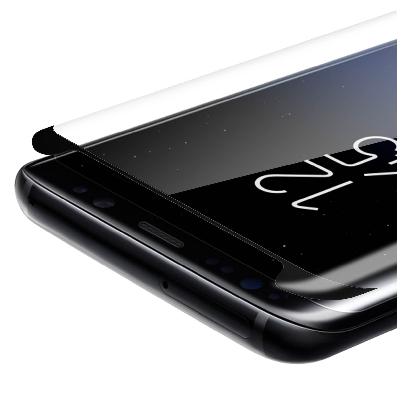 Un primo piano di un telefono con una protezione per lo schermo.