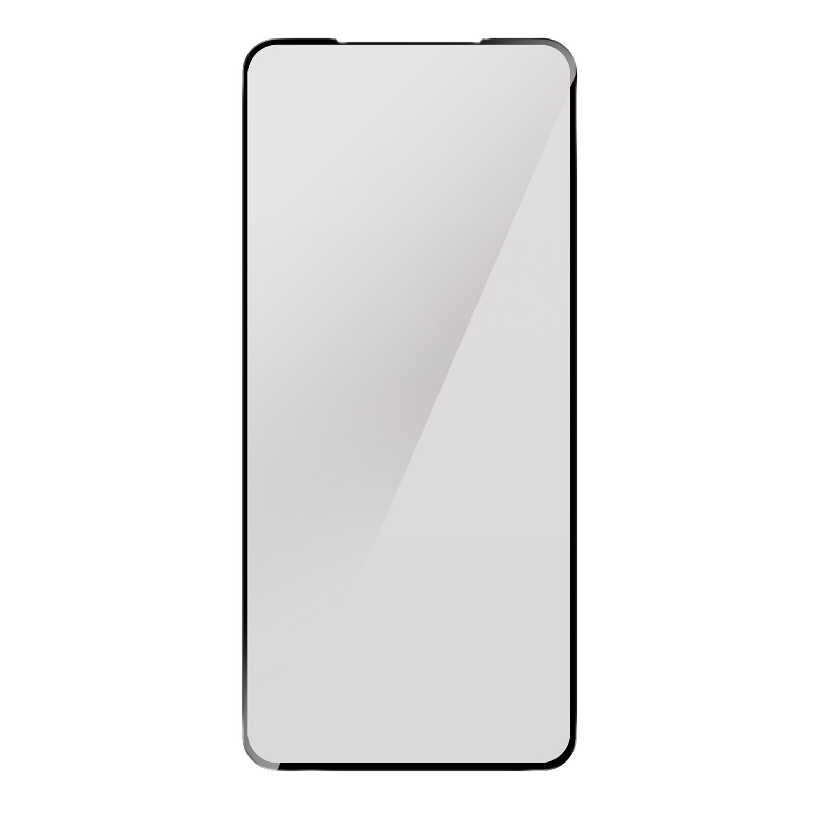 Uno smartphone con schermo luminoso e bordo nero. Lo sfondo è bianco.