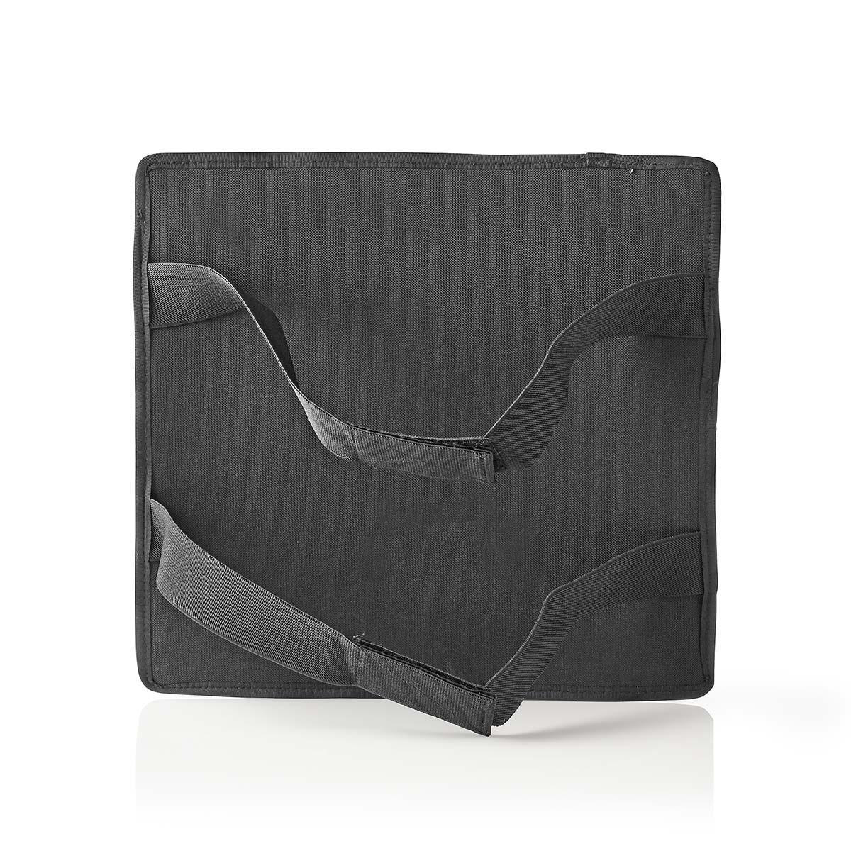 Schwarze Tasche mit Trägern. Quadratische Form.