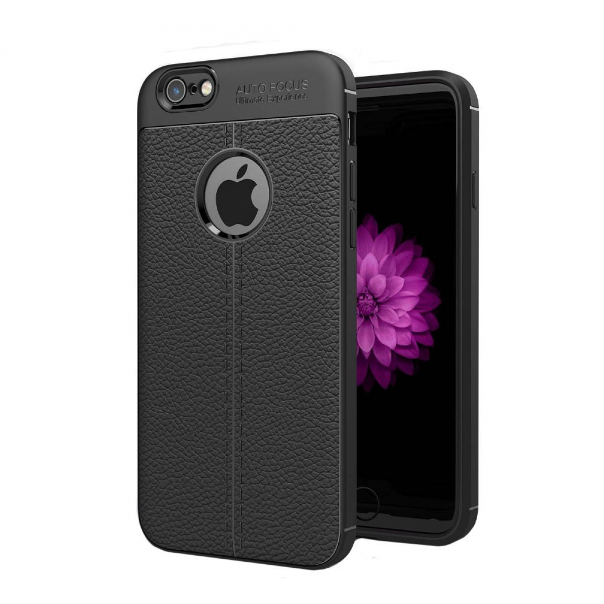 CASEONLINE Ledermuster - Schwarz, iPhone 6, Multicolor Backcover, Apple