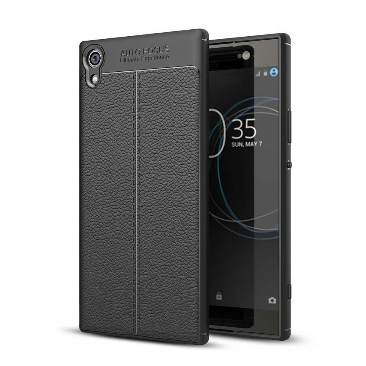 CASEONLINE Ledermuster XA1 - Xperia Sony, Ultra, Schwarz, Multicolor Backcover