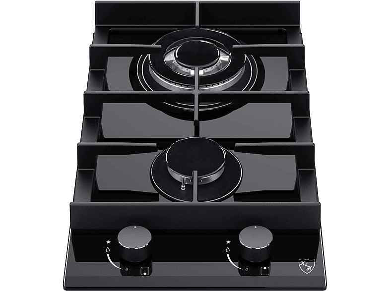 K&H Domino 2 Zonen Glas Gaskochfeld 30cm Wok Brenner Erdgas Autark