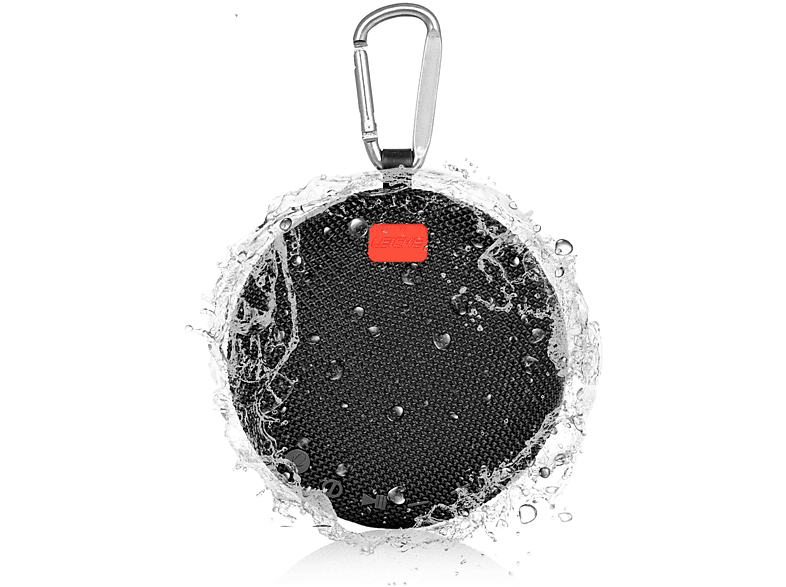 Round Wasserfest LEICKE Bluetooth Clip Lautsprecher, schwarz, DJ Roxxx