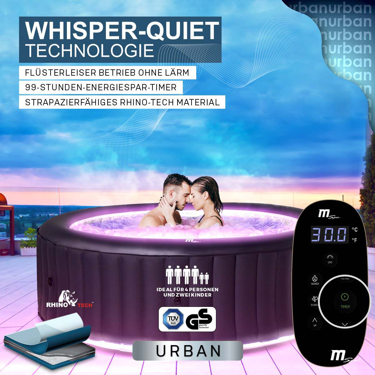 MSPA Urban Aurora RGB-Band U-AU061 mit Whirlpool, anthrazit