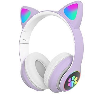 Auriculares infantiles  TWS-CAT con orejas de gato luz LED Morado - SMARTEK TWS-CATM, Banda para el cuello, Morado