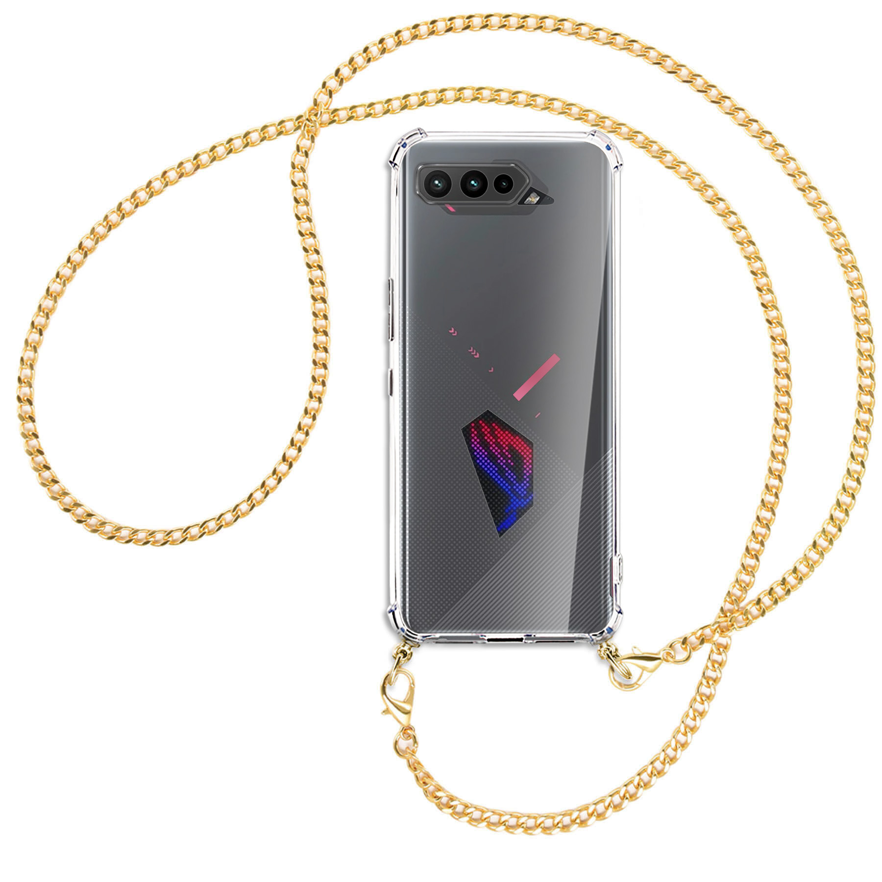 MTB MORE 5, ENERGY Metallkette, 5 Asus, Phone mit Kette Umhänge-Hülle Ultimate, Backcover, (gold) Pro, 5 ROG